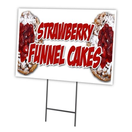 Signmission Strawberry Funnel Cake Yard & Stake outdoor plastic coroplast window, C-2436-Strawberry Funnel Cake C-2436-DS-Strawberry Funnel Cake
